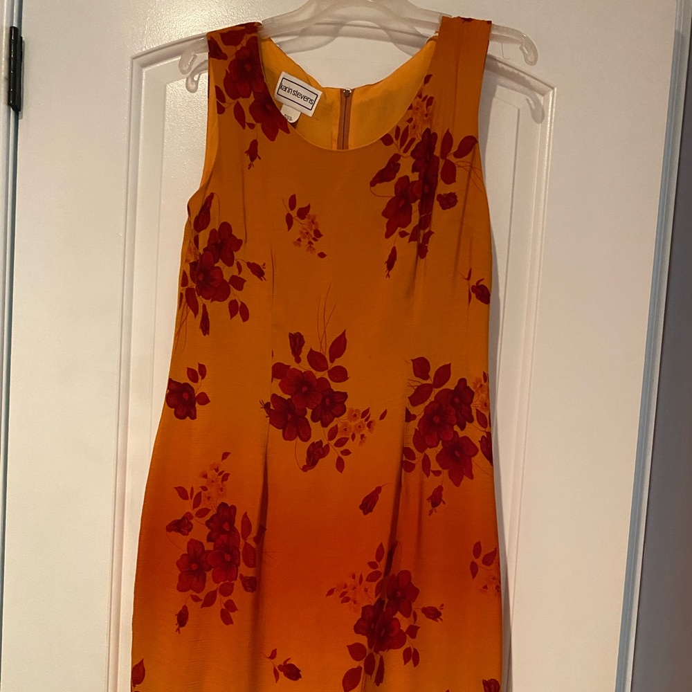 Karin Stivens dress Vintage Orange Flowers Midi 14